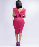 Sleeveless Square Neck Back Zipper Split Dress Rose