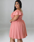 Oversized One-Shoulder Wide Sleeve Dress for Women with Short Sleeves