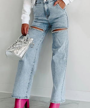 Multi-Pocket Hand-Drilled Washed Jeans for Stylish Comfort