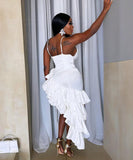 Chic Halter Dress with Irregular Ruffles for Elegant Women