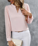 Ladies Blended Chiffon Long Sleeve Solid Color Blouse