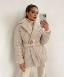 Collared Waist-Hugging Belted Coat With Tailored Silhouette For Women