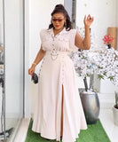 Two Piece Solid Color Sleeveless Dress And Skirt Set Slit