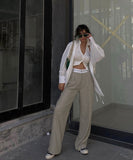 Solid Color Fashionable Casual Pants for Men and Women in Grey Black and Khaki