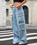 Women Wide Leg Jeans Cowboy Style Loose High Waisted