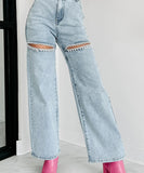 Multi-Pocket Hand-Drilled Washed Jeans for Stylish Comfort