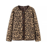 Relaxed Leopard Print Long Sleeve Coat For Women Casual