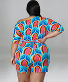 Stylish Printed One-Piece Waistband With Sloping Shoulders Design