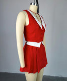 Chic Doll Neck Sleeveless Top and High-Waisted Skirt Set