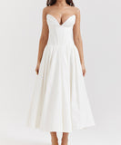 Sexy Sleeveless Plunging Dress Solid Color Polyester