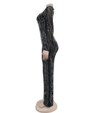 Sequin Jumpsuit Backless Stretch For Evening Glam Sparkle