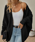 Batwing Sleeve Cardigan Loose Knit Coat Nylon Elastane
