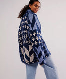 Relaxed Floral Print Cardigan For Women Long Sleeve