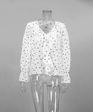 Love Print V-Neck Long-Sleeved Shirt for Effortless Style