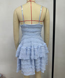 Seductive Ruffled Spaghetti Strap Lace Dress in Solid Colors