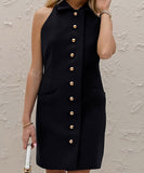 Chic Solid Color Lapel Dress for Effortless Elegance