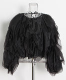 Ruffled Long Sleeve Polyester Top For Women Fashion