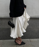 Fashionable Casual Solid Color High Waisted Balloon Skirt Beige
