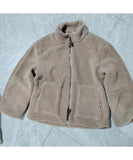Solid Color Lambskin High Neck Woolen Coat Beige Warm