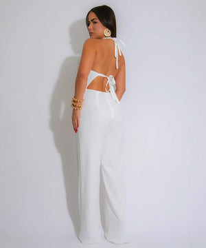 Women's High Neck Sleeveless One-Piece Pants in Apricot Black White