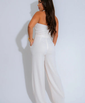 High Waisted Bandeau Sleeveless One Piece Pants for Women