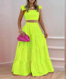 Classic Relaxed Halter Maxi Two-Piece Set For Women