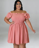 Oversized One-Shoulder Wide Sleeve Dress for Women with Short Sleeves