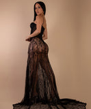 Sexy Strapless Lace Sheer Dress Alluring Silhouette