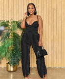Fluffy Lace Halter Top And Pants Set With Tassels Details