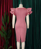 Beaded Lotus Leaf Sleeve Women's Dress for Effortless Style