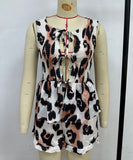 Sleeveless Red Leopard Print Top With Fitted Pants Set