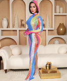 Chic Long Hooded Dress With High Slit For Effortless Style