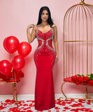 Stunning Sexy Halter V-Neck Dress With Drill And Hip Wrap