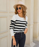 Classic Color Block Cable Knit Turtleneck Sweater Relaxed