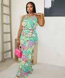 Stylish High-Necked Vest and High-Waisted Trousers Set