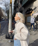 Relaxed Stand Up Collar Button Down Casual Everyday Jacket