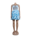 Chic Hot Drill Stretch Cake Dress With Suspenders Style
