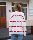 Classic Women Heart Pattern Knit Sweater Trendy Pullover