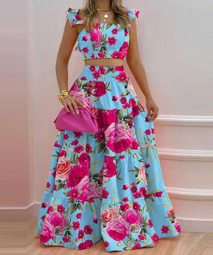 Classic Relaxed Halter Maxi Two-Piece Set For Women