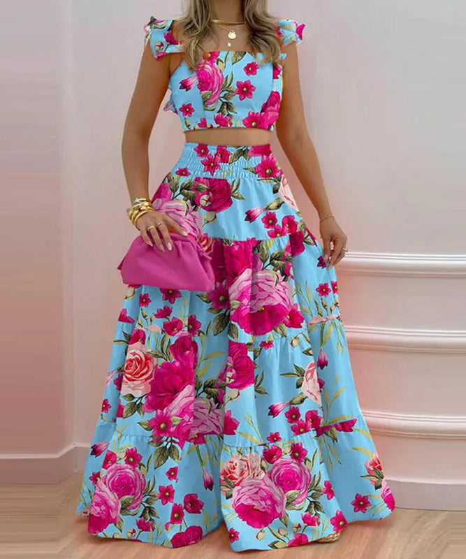 Classic Relaxed Halter Maxi Two-Piece Set For Women