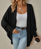 Batwing Sleeve Cardigan Loose Knit Coat Nylon Elastane