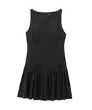 Round Neck Sleeveless Bow Dress Polyester For Women