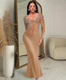 Classic Sequined Long Sleeve Dress Night Out Elegance