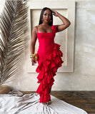 Chic Halter Dress with Irregular Ruffles for Elegant Women