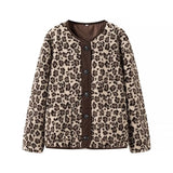 Relaxed Leopard Print Long Sleeve Coat For Women Casual
