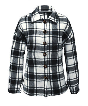 Chic Plaid Long-Sleeved Lapel Coat for Women