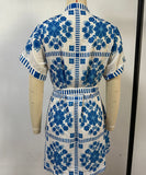 Casual Women's Printed Strapless Dress in Blue and Green