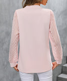 Ladies Blended Chiffon Long Sleeve Solid Color Blouse