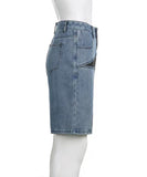 Loose Fit Colorful Star Patchwork Denim Mid-Length Pants