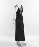 Alluring Sexy Cutout V-Neck Lace Fishtail Dress in Black